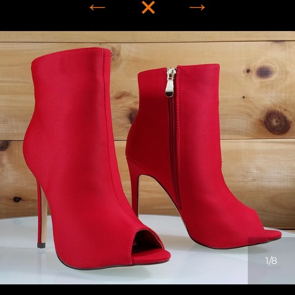 🔥New🔥 Size 8.5 Left. Red Peep Toe Booties. - Picture 6 of 8